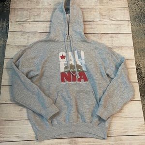 men women gray CALIFORNIA REPUBLIC HOODIE SWEATSHIRT top size XL brown bear